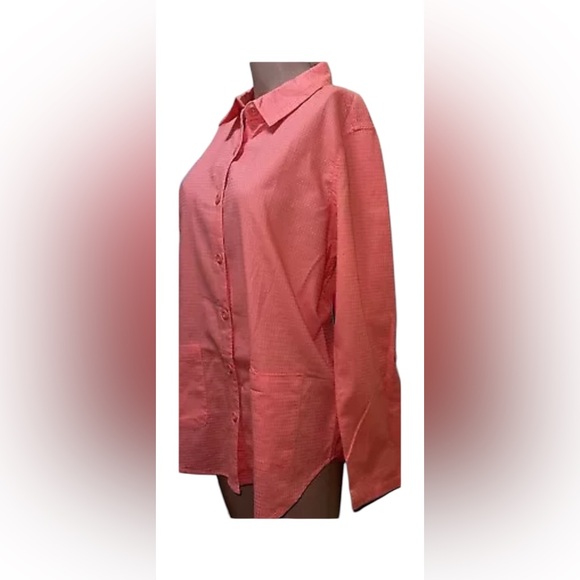 TEEZHER BUTTON DOWN SHIRT COTTON WOMEN LONG SLEEVE POCKETS PINK COLOR SIZE SMALL - Picture 3 of 14